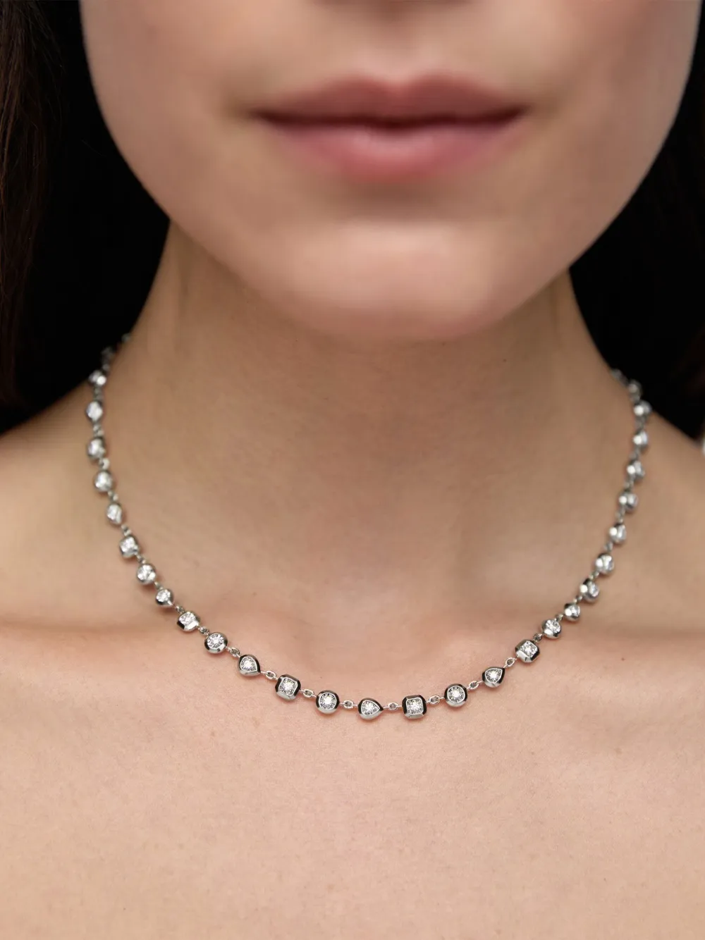 Monica Vinader Halsketting verfraaid met diamant - Zilver