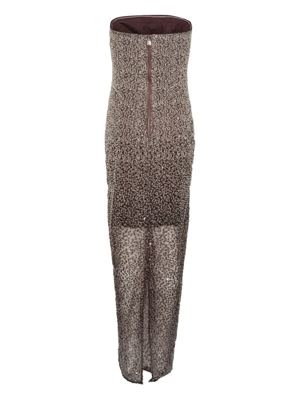 Rotate Birger Christensen Beaded Midi Tube Dress In Brown