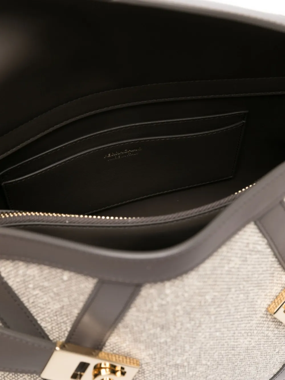 Ferragamo Hug leather-trimmed tote bag Grijs