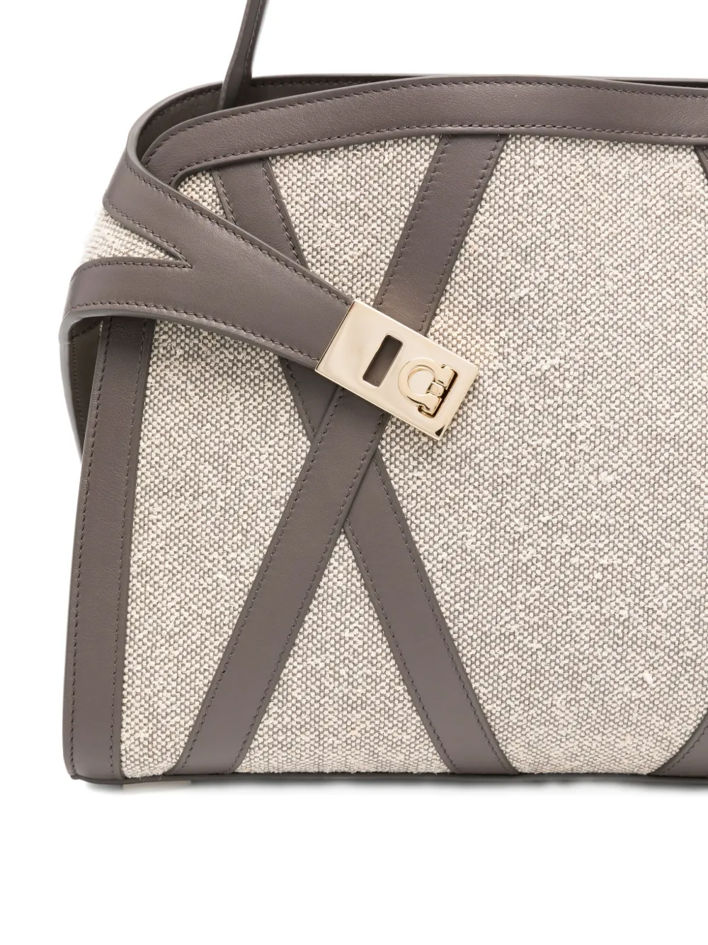 Ferragamo Hug leather-trimmed tote bag Grijs