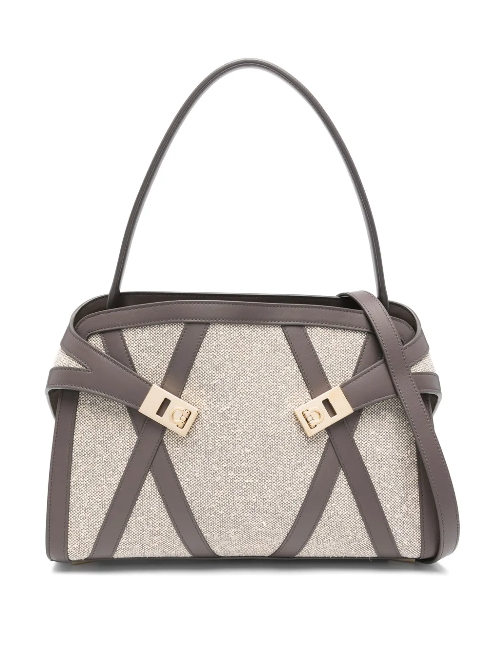 Ferragamo Hug shopper met leren afwerking Grijs