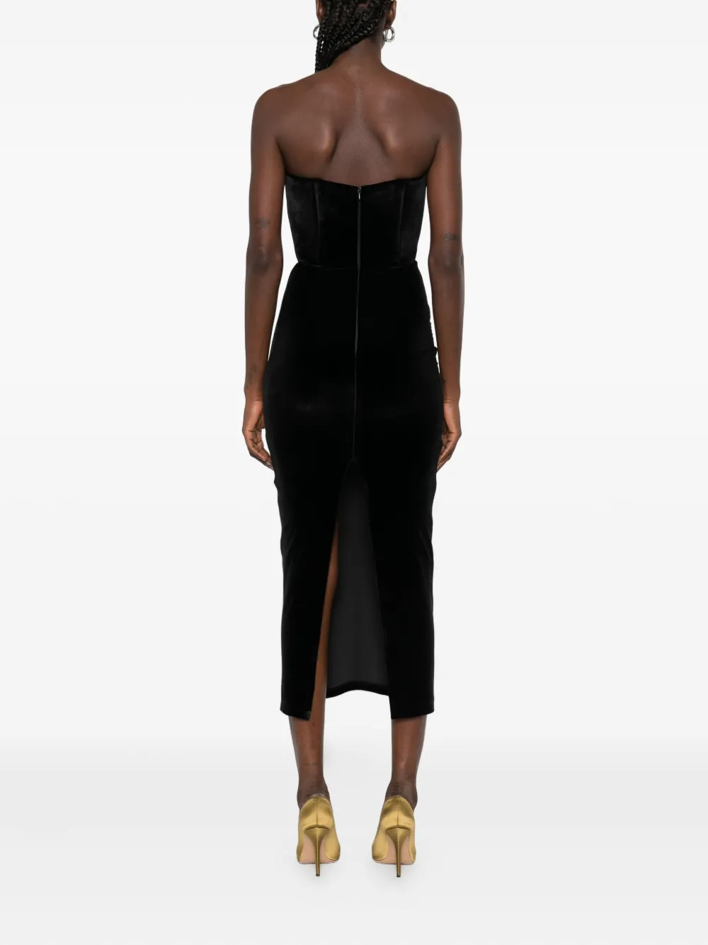 Vestiaire d'un Oiseau Libre Off-shoulder fluwelen jurk Zwart