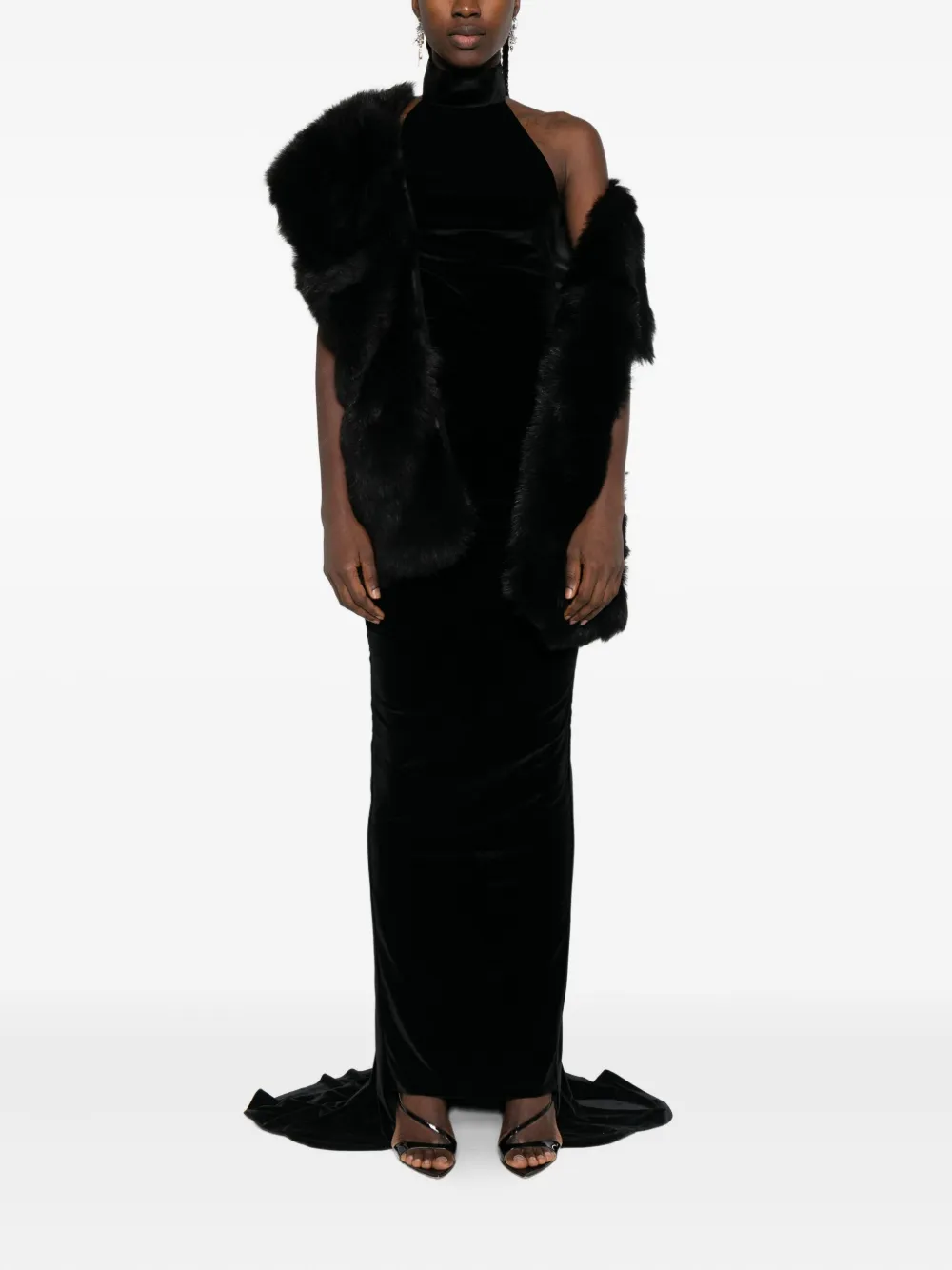 Vestiaire d'un Oiseau Libre open-back velvet gown - Zwart