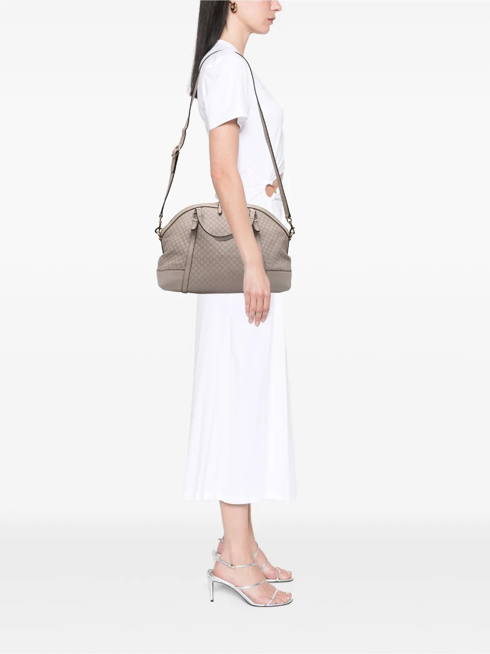 Pre-owned Gucci 2016-2025 Large Microssima Nice Dome Satchel In White