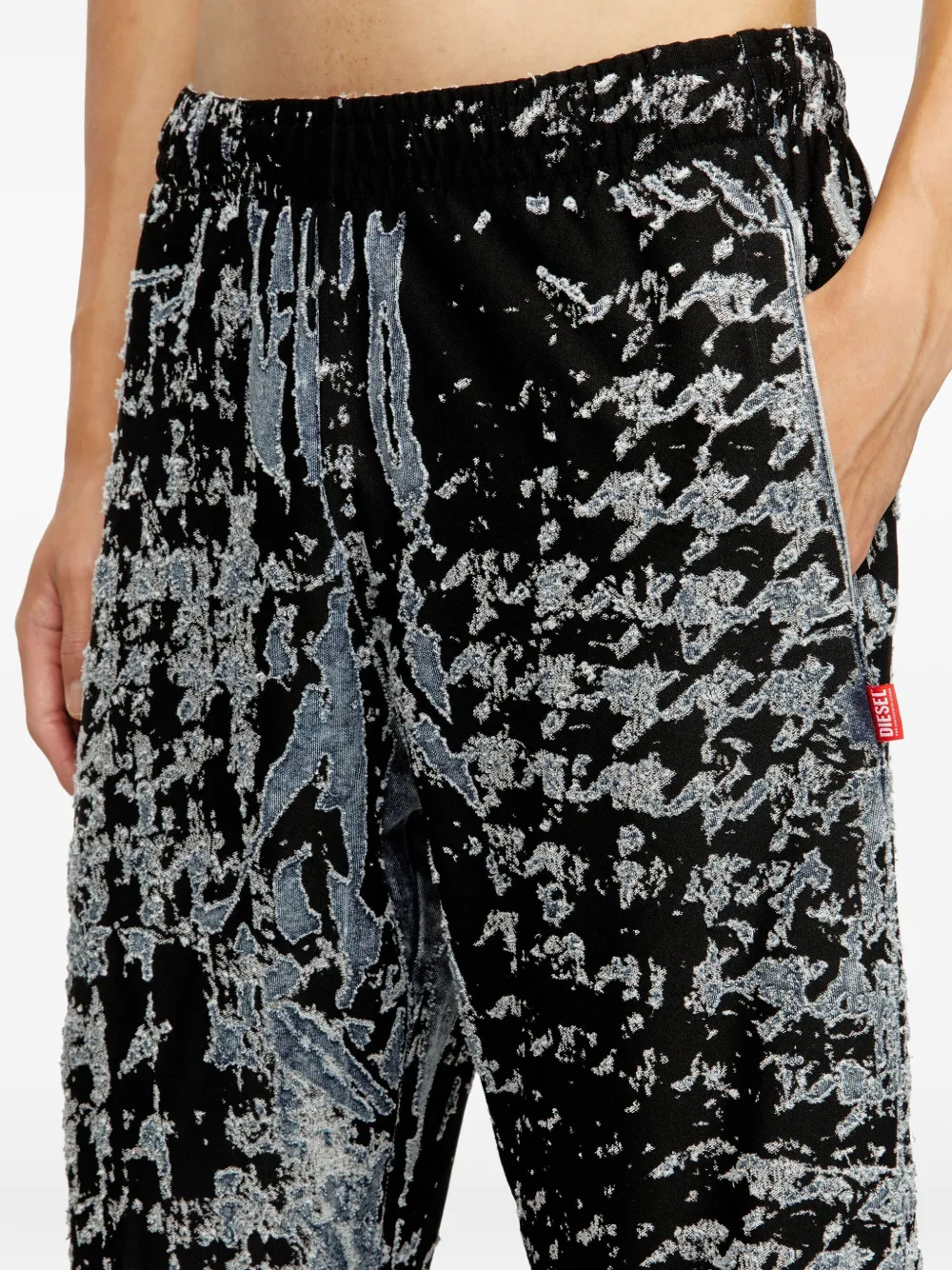 Diesel Elastische broek met pied-de-poule print Blauw