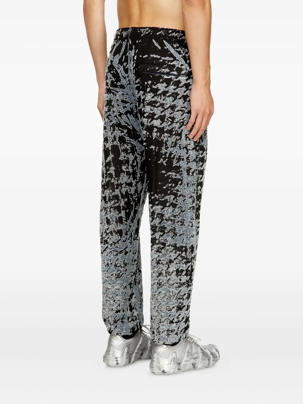 Diesel Elastische broek met pied-de-poule print Blauw