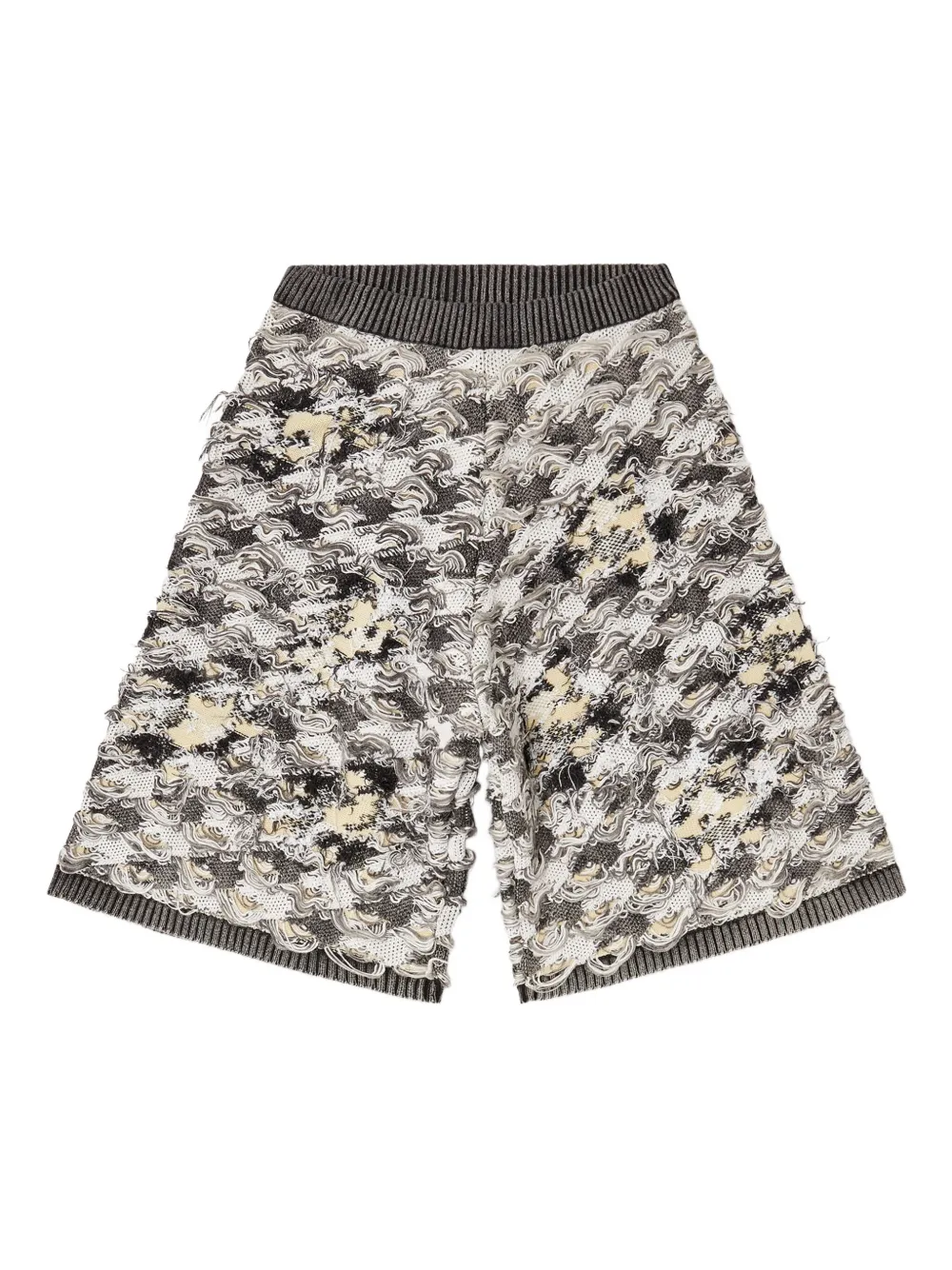 Diesel Houndstooth-jacquard Knee-length Shorts In Black