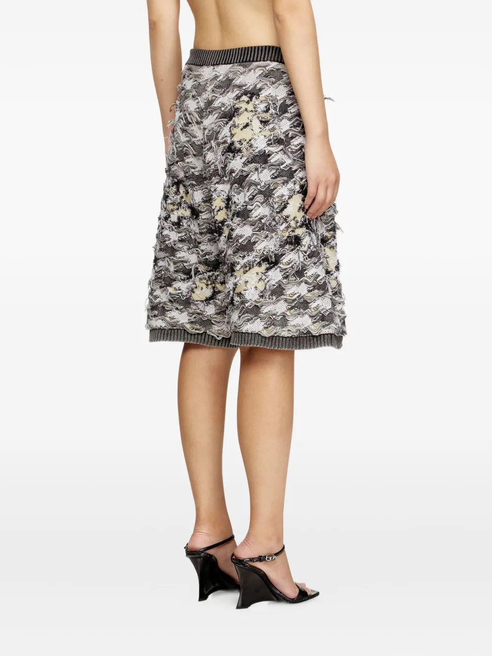 Diesel Houndstooth-jacquard Knee-length Shorts In Black