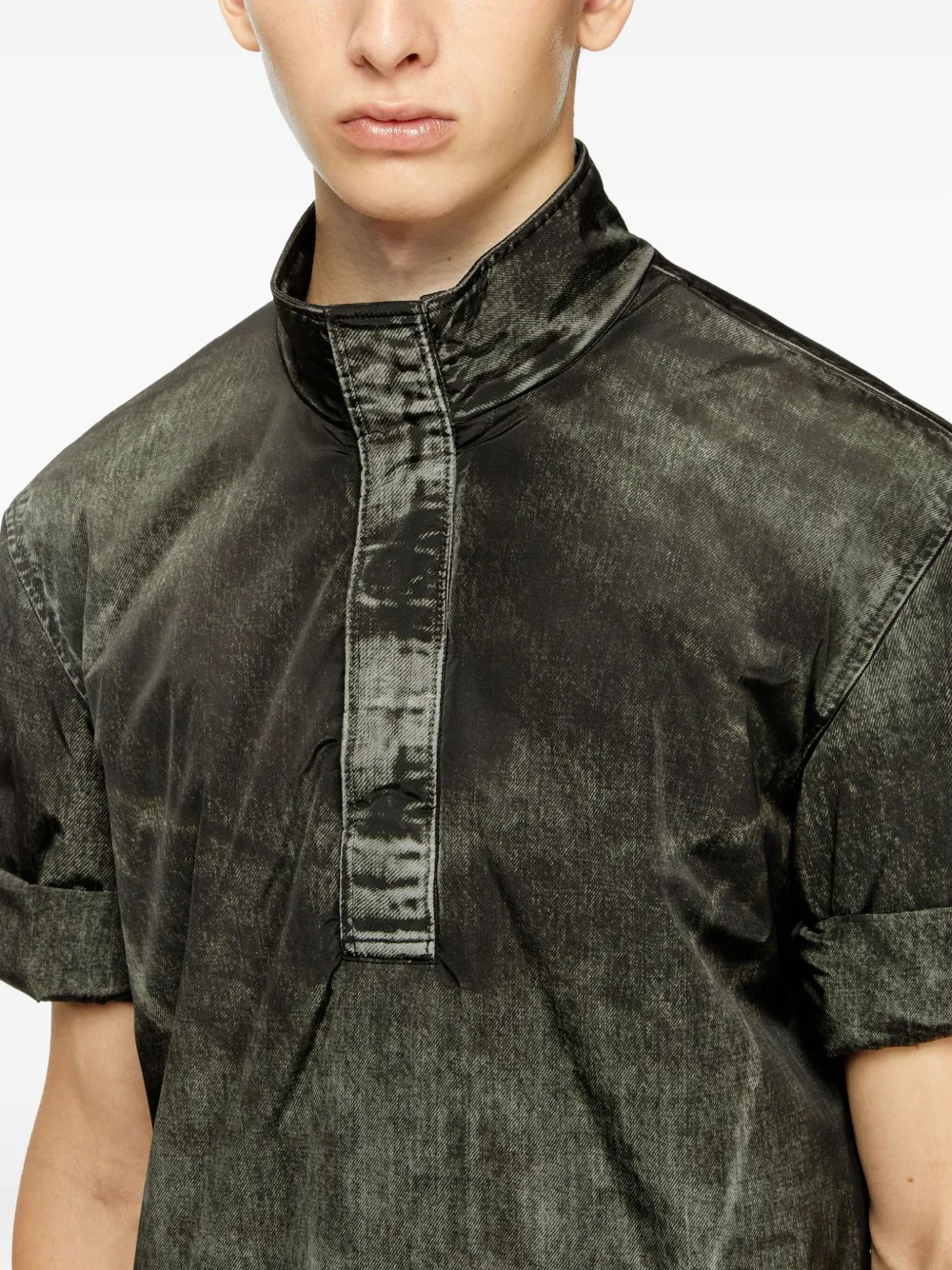 Diesel Poloshirt met denim-effect en korte mouwen Groen