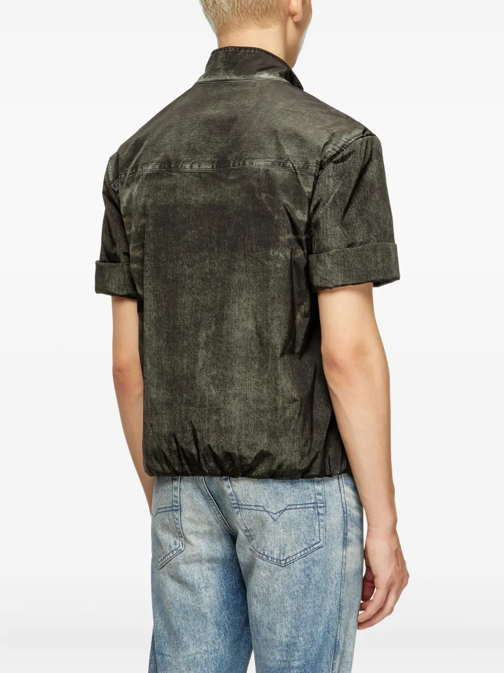 Diesel Poloshirt met denim-effect en korte mouwen Groen