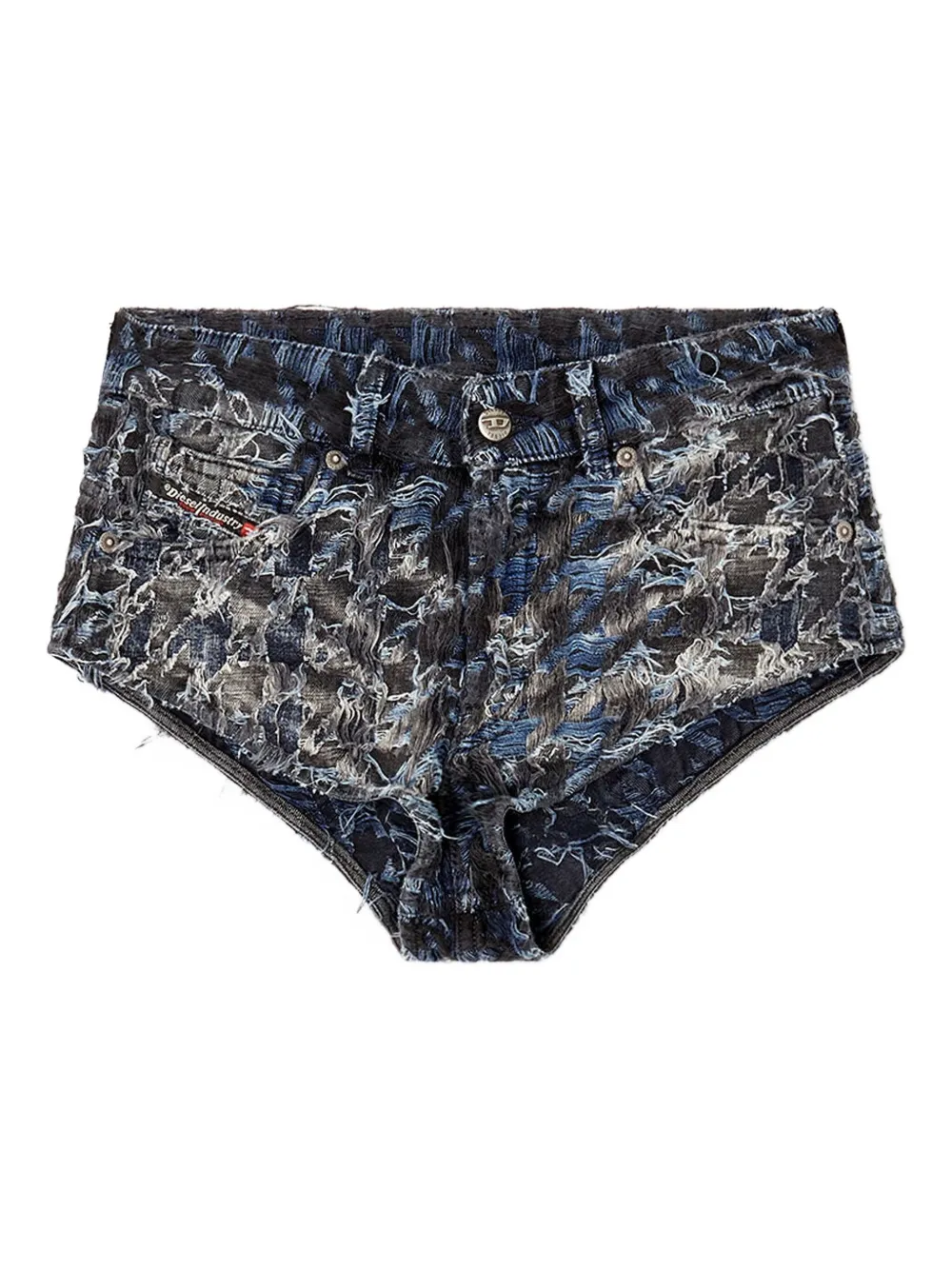 Diesel houndstooth tie-dye frayed denim shorts | Blue | Image 1