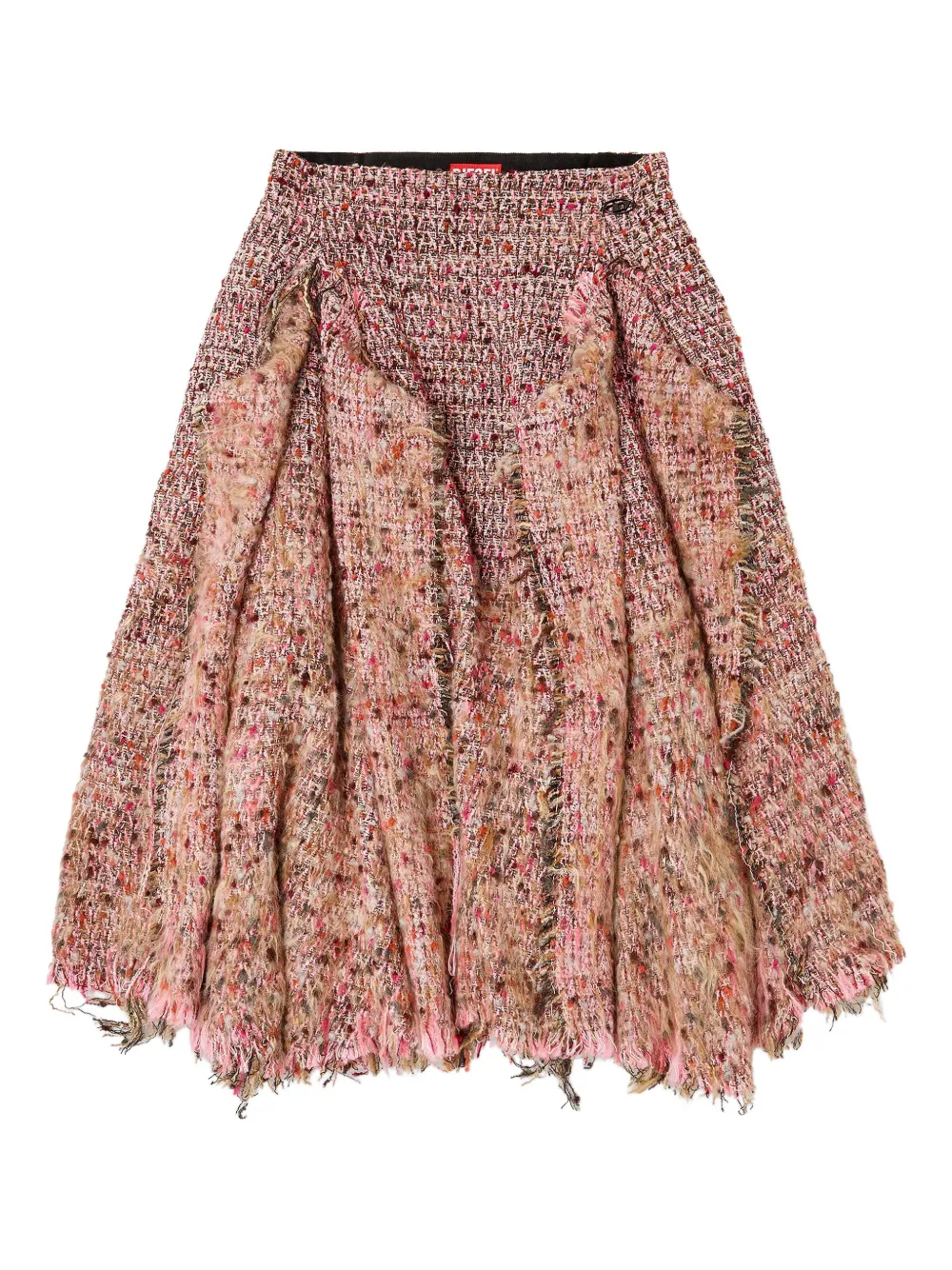 Diesel Bouclé Frayed Asymmetrical Skirt In Pink