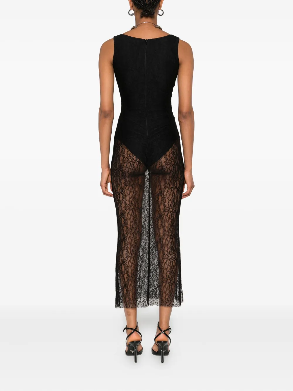 Vestiaire D'un Oiseau Libre Lace Midi Dress In Black
