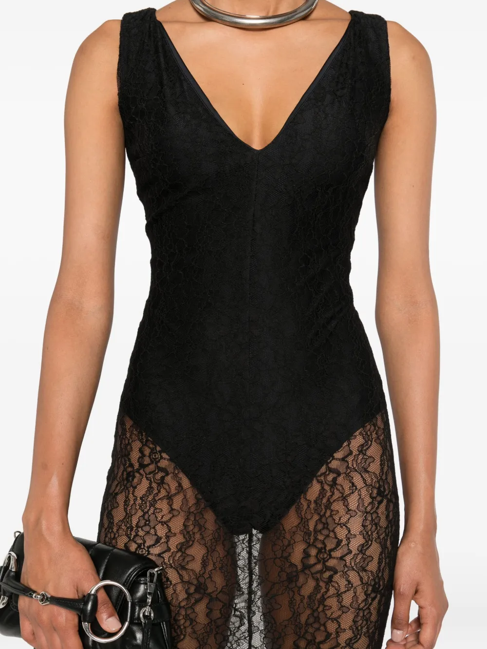 Vestiaire D'un Oiseau Libre Lace Midi Dress In Black
