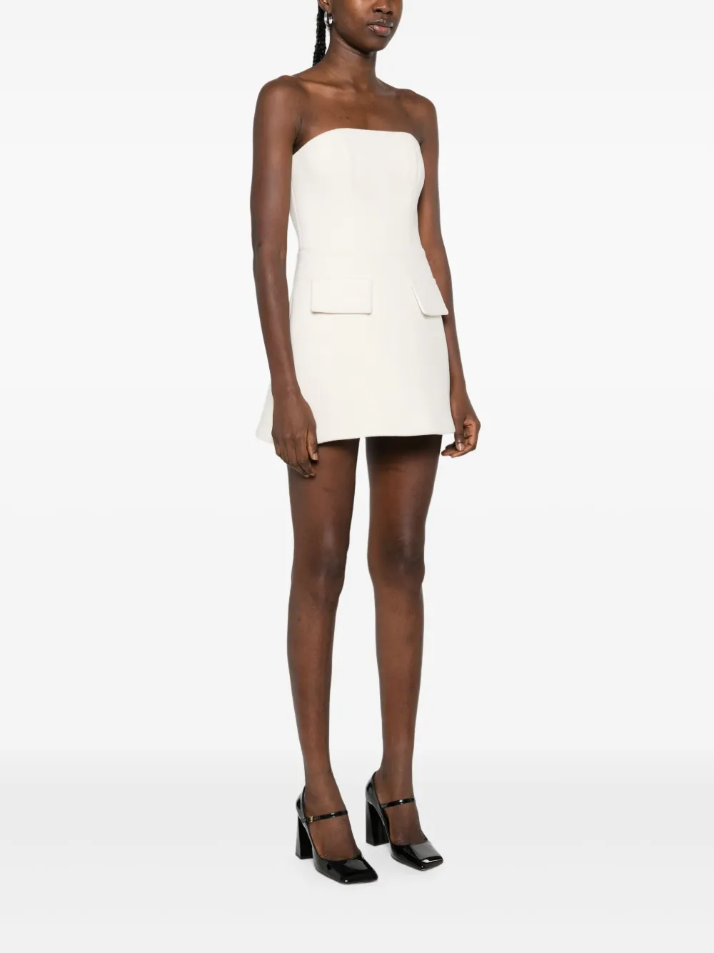 Vestiaire d'un Oiseau Libre Wollen mini-jurk met zak Beige