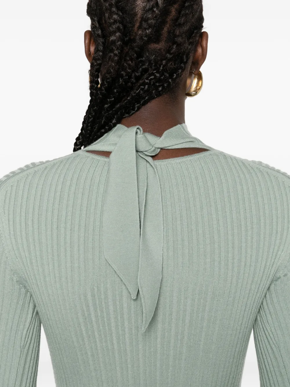 Nanushka Geribbelde maxi-jurk met col Groen