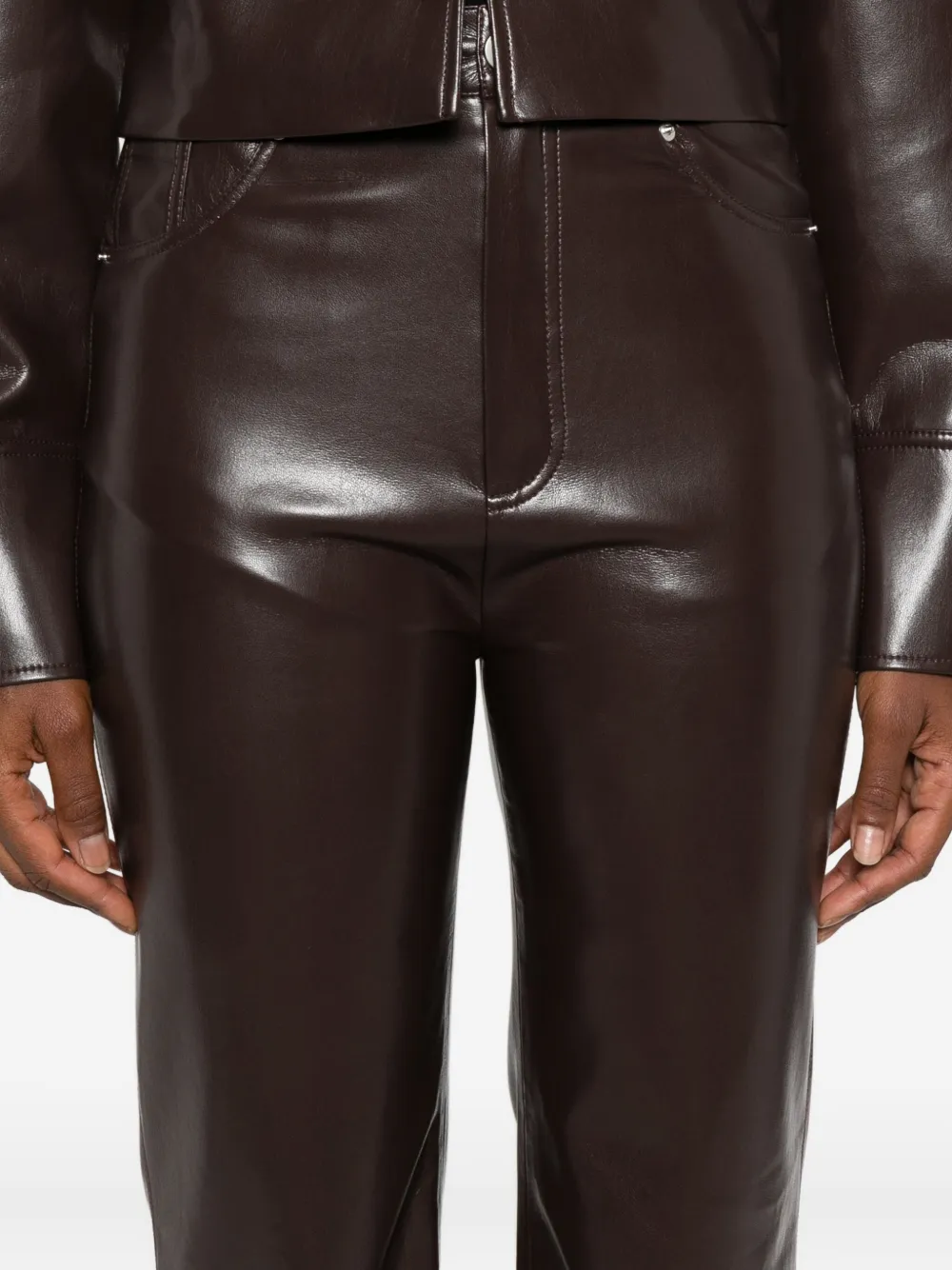 Nanushka Broek van imitatieleer met vijf zakken Bruin