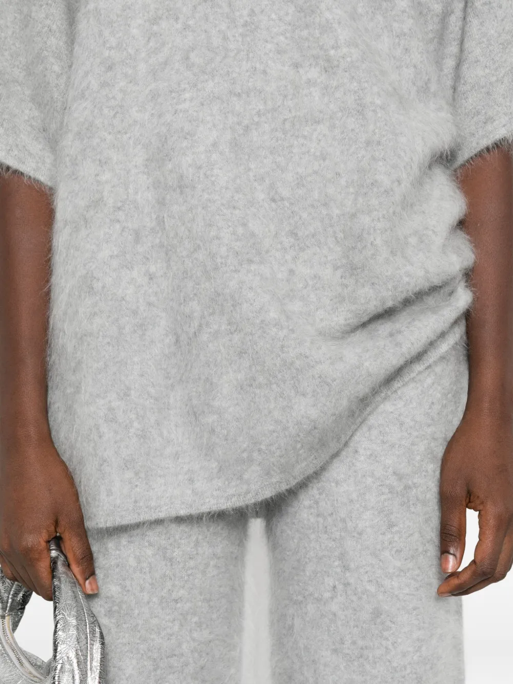 Nanushka Gebreid kasjmier T-shirt met korte mouwen Grijs