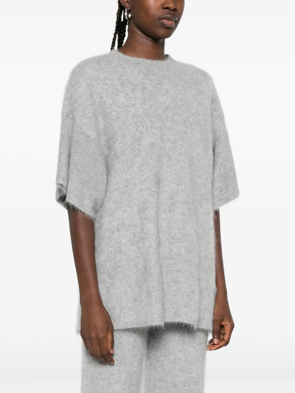 Nanushka Gebreid kasjmier T-shirt met korte mouwen Grijs