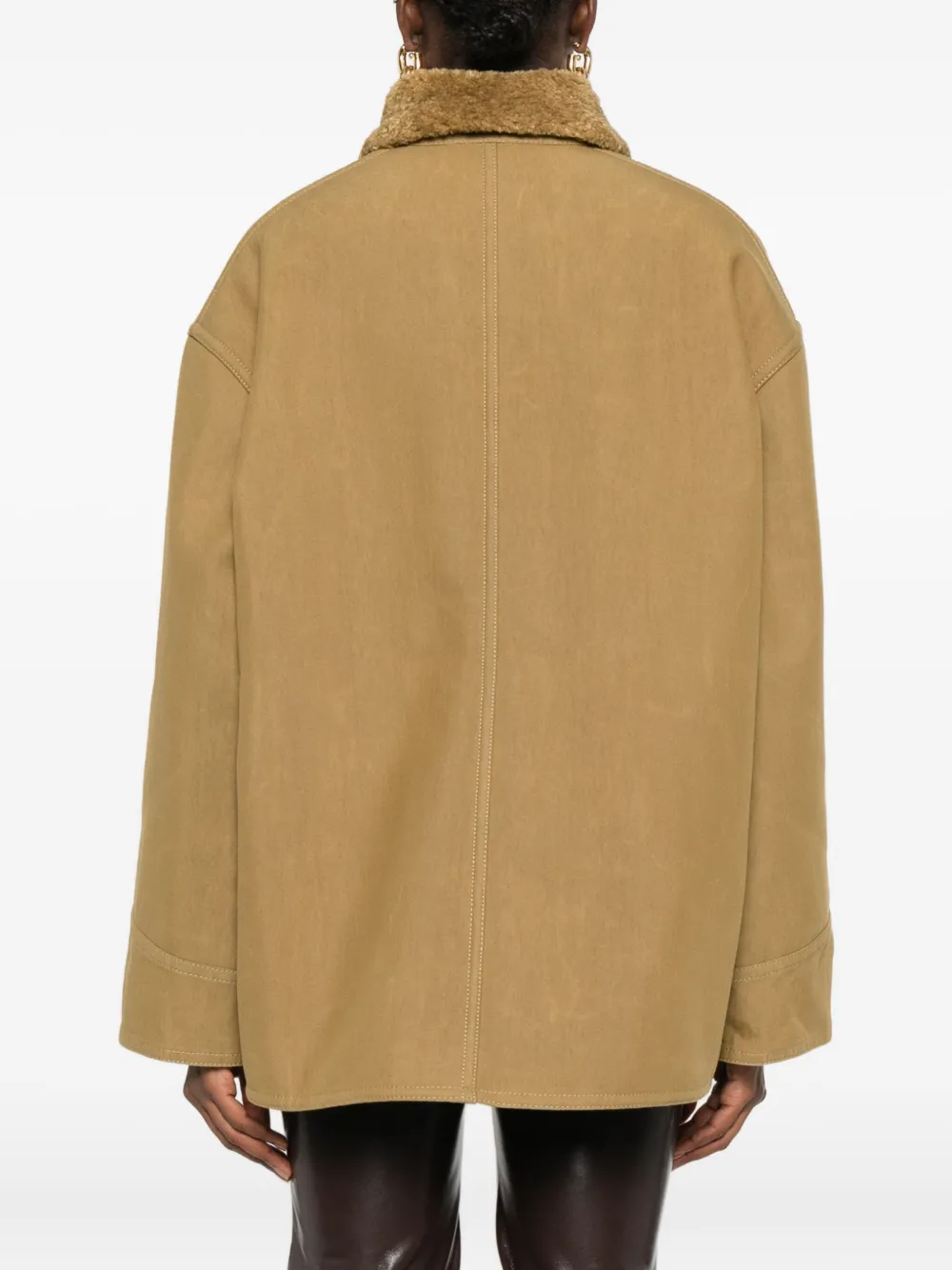 Nanushka Cargo jack met kraag van imitatiebont Beige