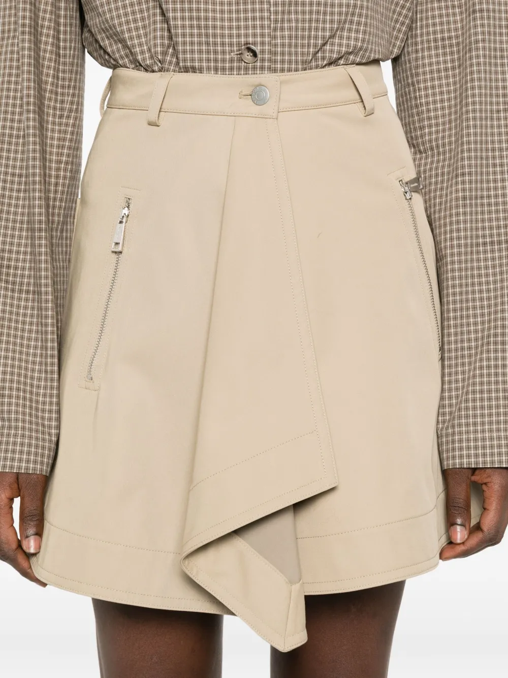 Nanushka Draped Zip-detail Mini Skirt In Neutral