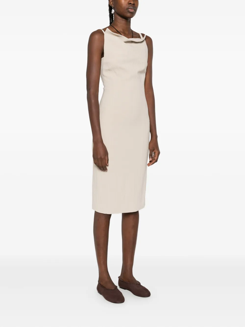 Nanushka Midi-jurk met vierkante hals Beige