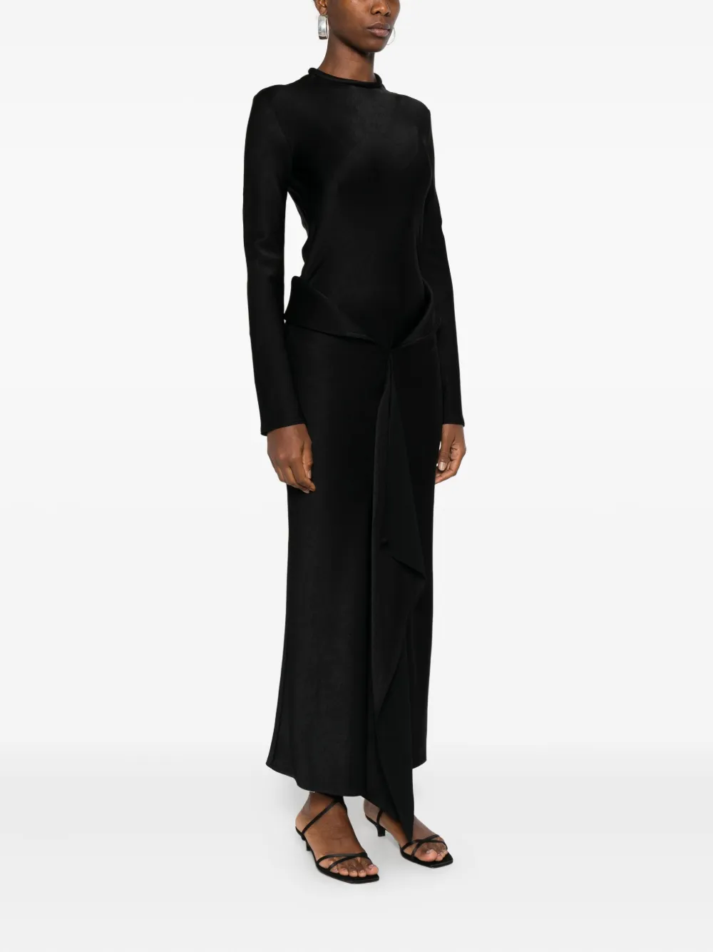 Nanushka Crew-neck Draped Maxi Dress In Black
