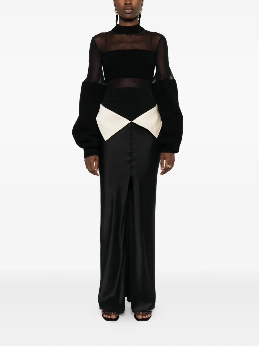  Nanushka Folded Waistline Maxi Skirt - Black 