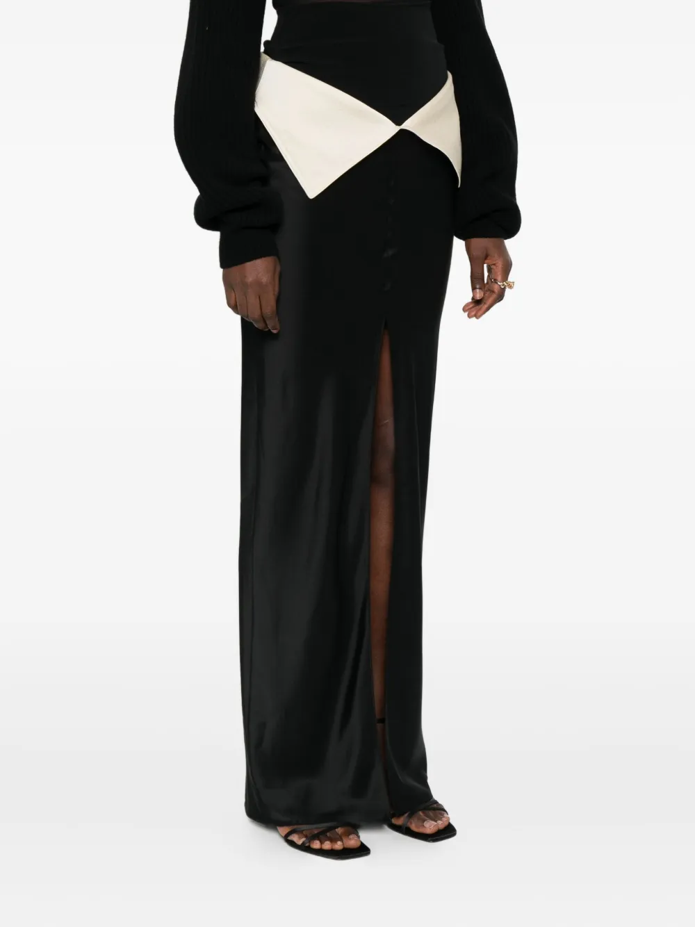  Nanushka Folded Waistline Maxi Skirt - Black 