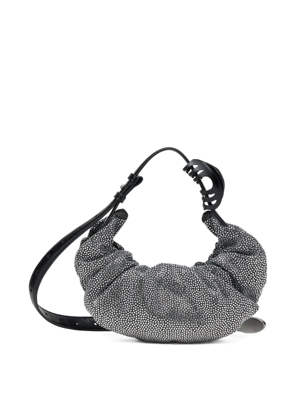 Diesel Small Grab-d Embellished Scrunched Shoulder Bag In Gray
