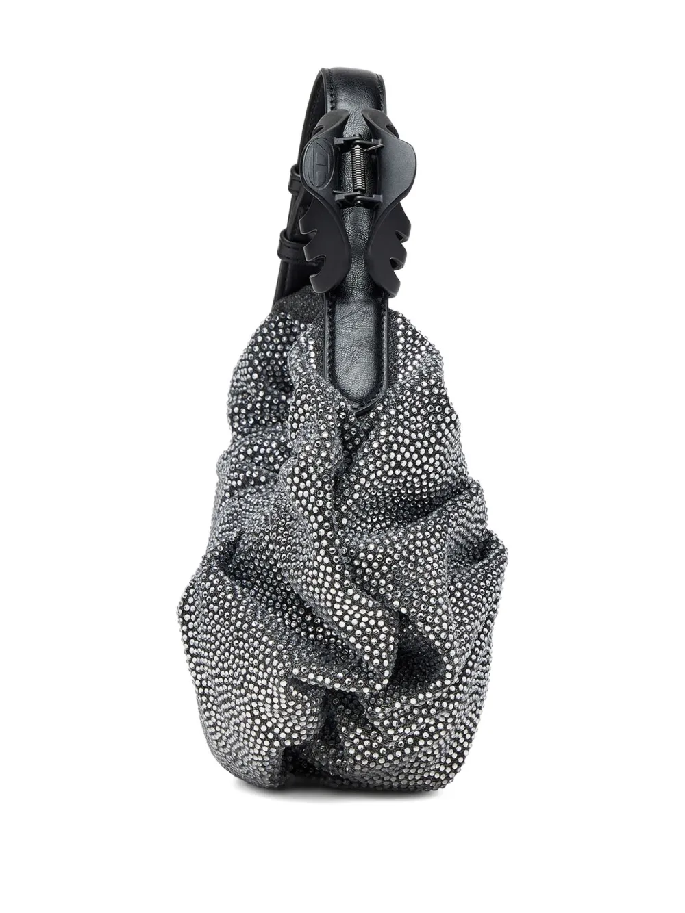 Diesel Small Grab-d Embellished Scrunched Shoulder Bag In Gray