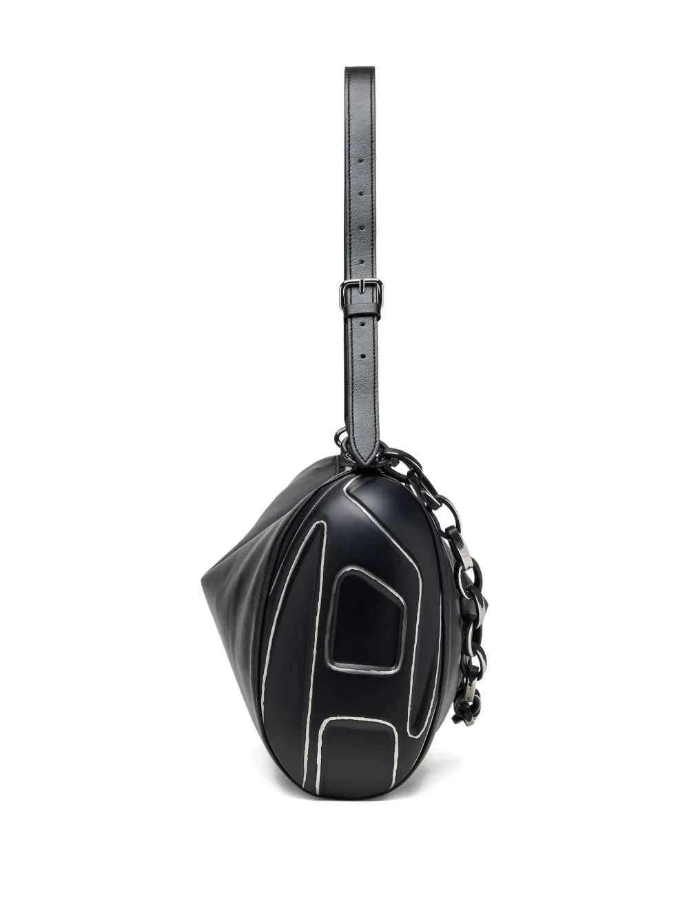 Diesel Load-d-shoulder Bag In Brushed Laminated Pu In Black
