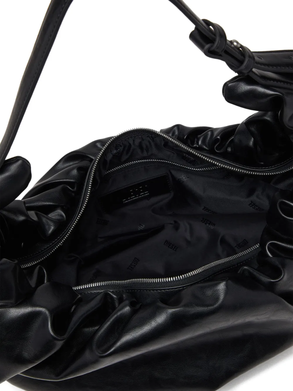 Diesel Large Grab-d Scrunched Shoulder Bag In Black