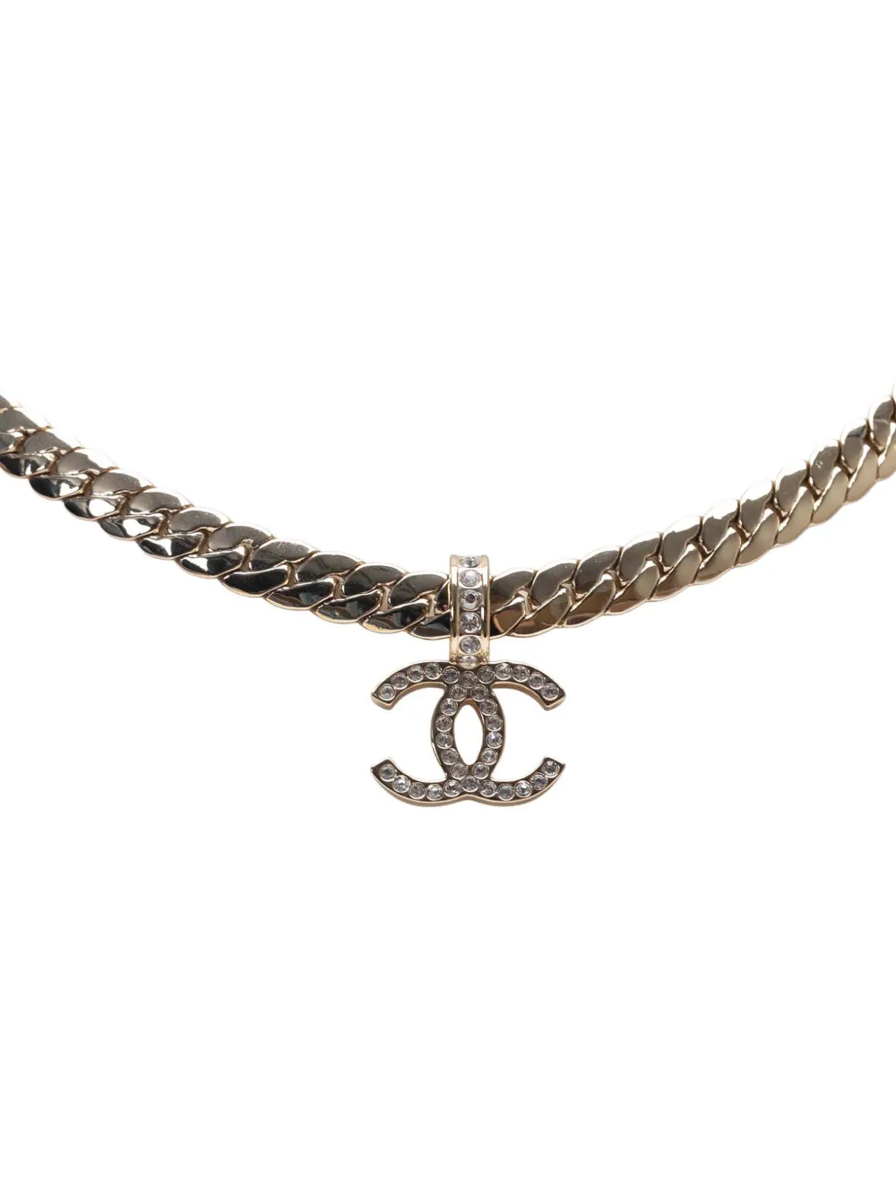 2024 White Gold CC Rhinestones Pendant Necklace costume necklace