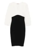 TWINSET two-tone v-neck midi dress - Black
