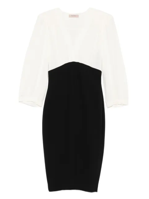TWINSET two-tone v-neck midi dress