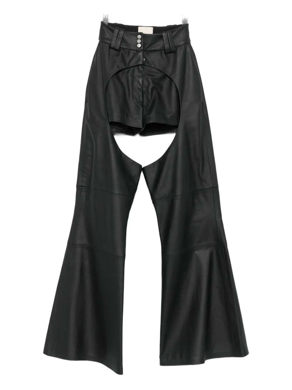 Vestiaire d'un Oiseau Libre cut-out flared leather trousers - ブラック Vestiaire d'un Oiseau Libre cut-out flared leather trousers - ブラック