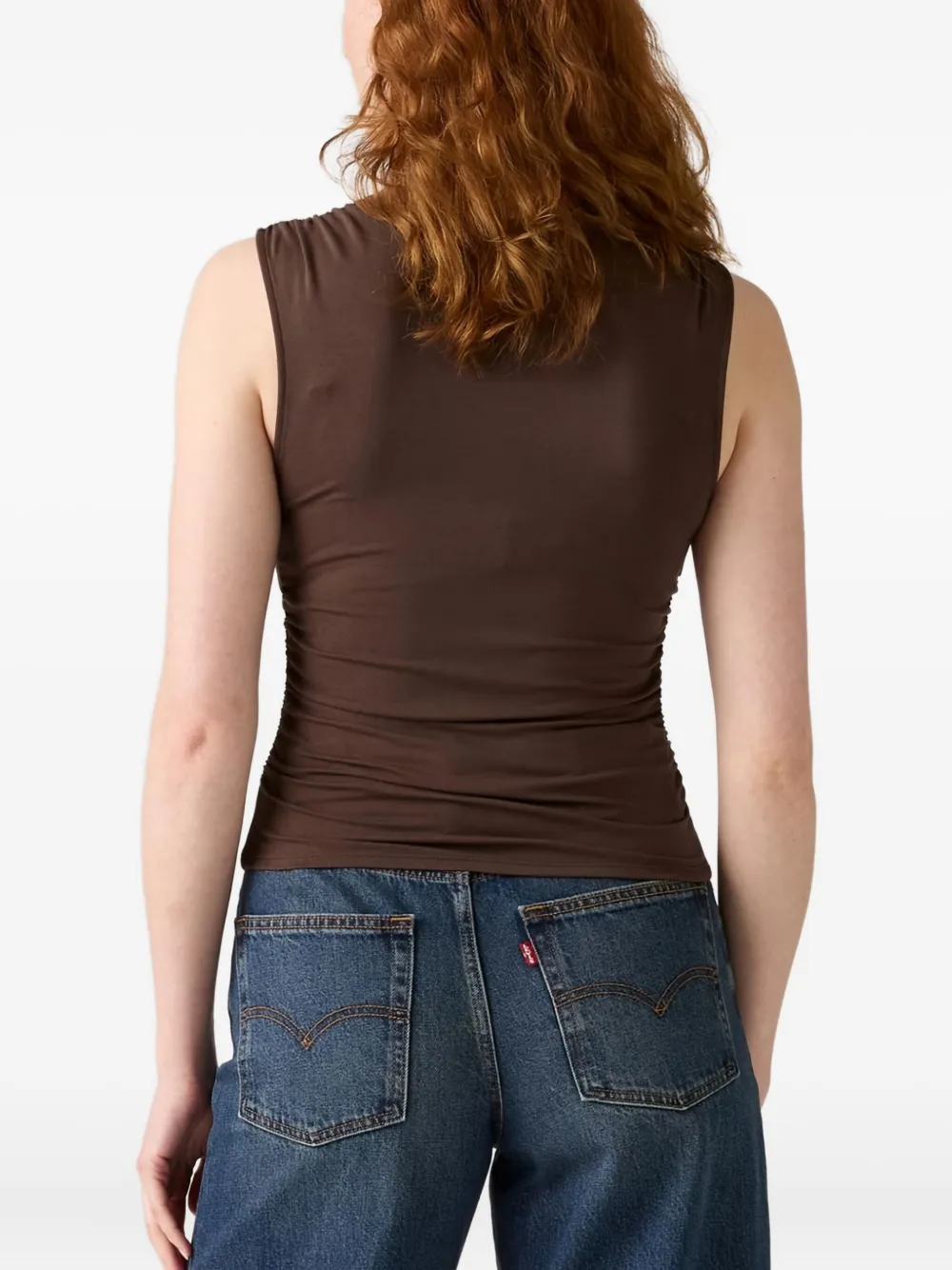 Levi's Crew-neck Gathered Tank Top In Brown
