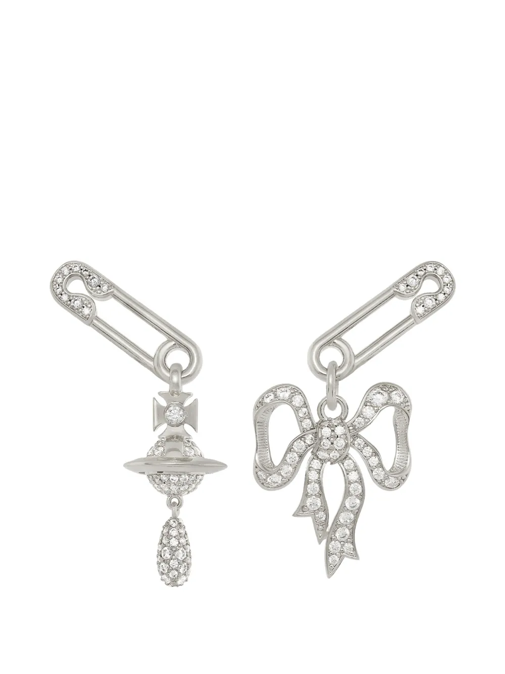 Vivienne Westwood bow safety pin earrings - Argento