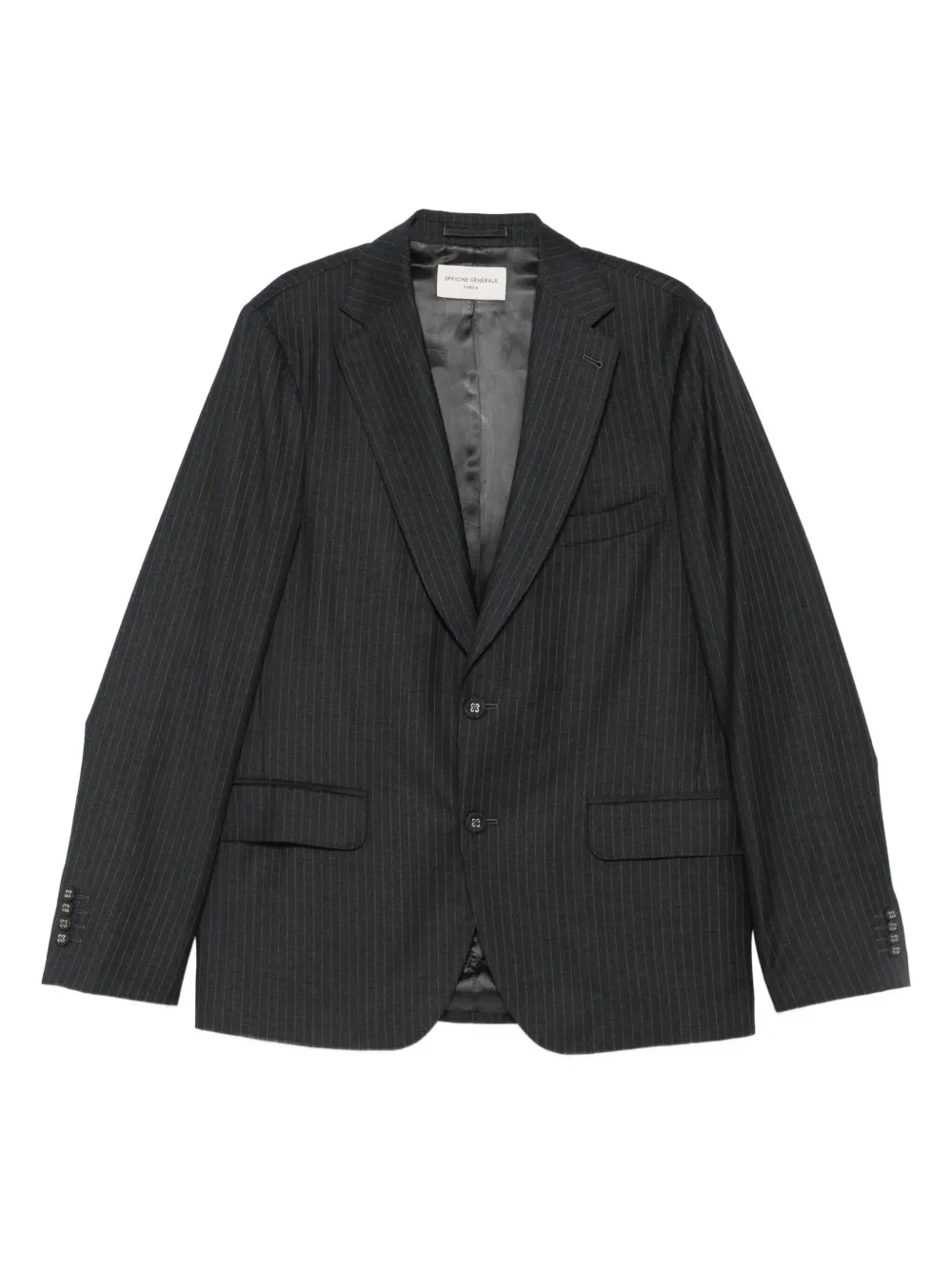 Officine Generale Pinstriped Single-breasted Blazer In Gray
