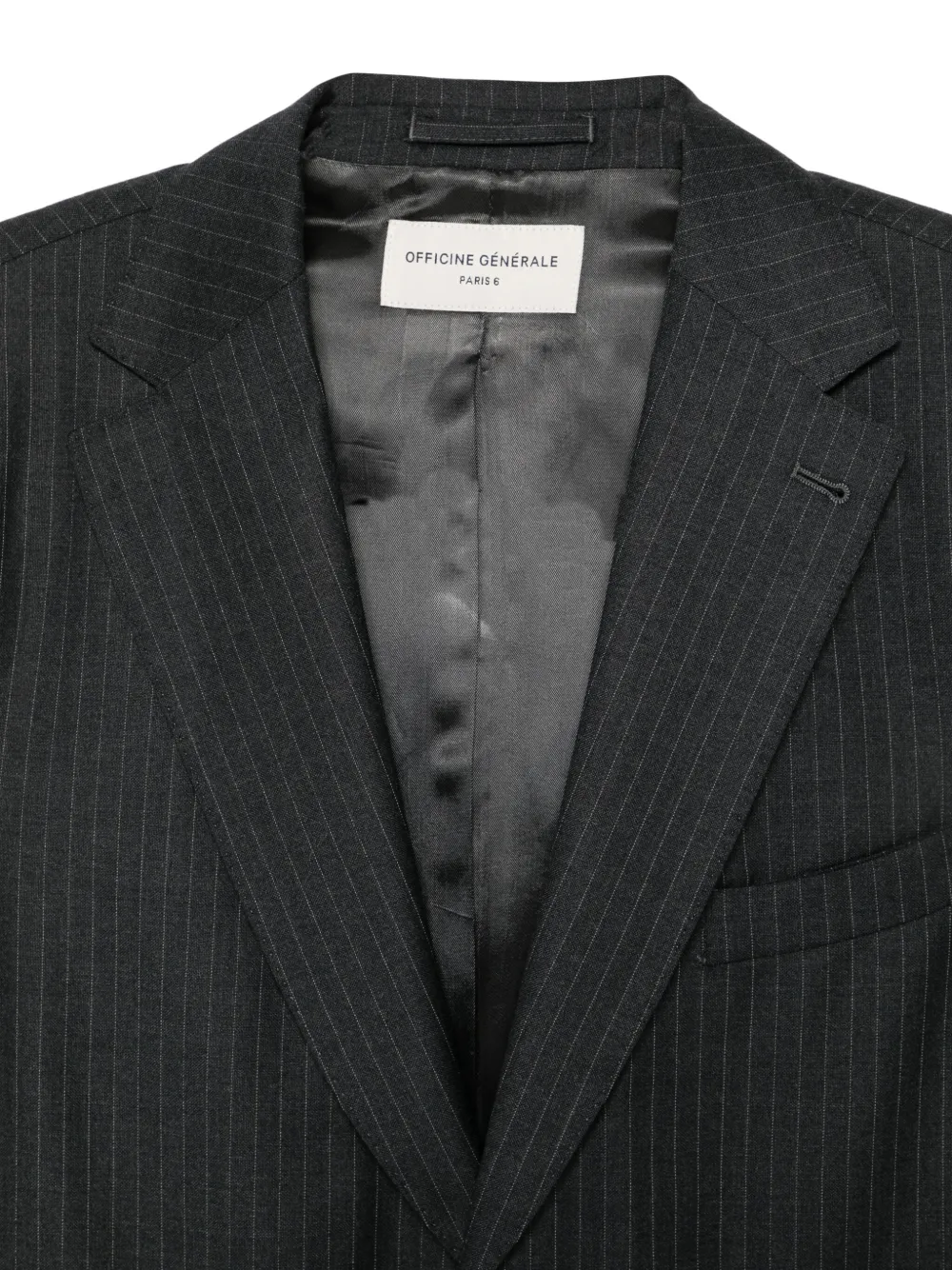 Officine Generale Pinstriped Single-breasted Blazer In Gray