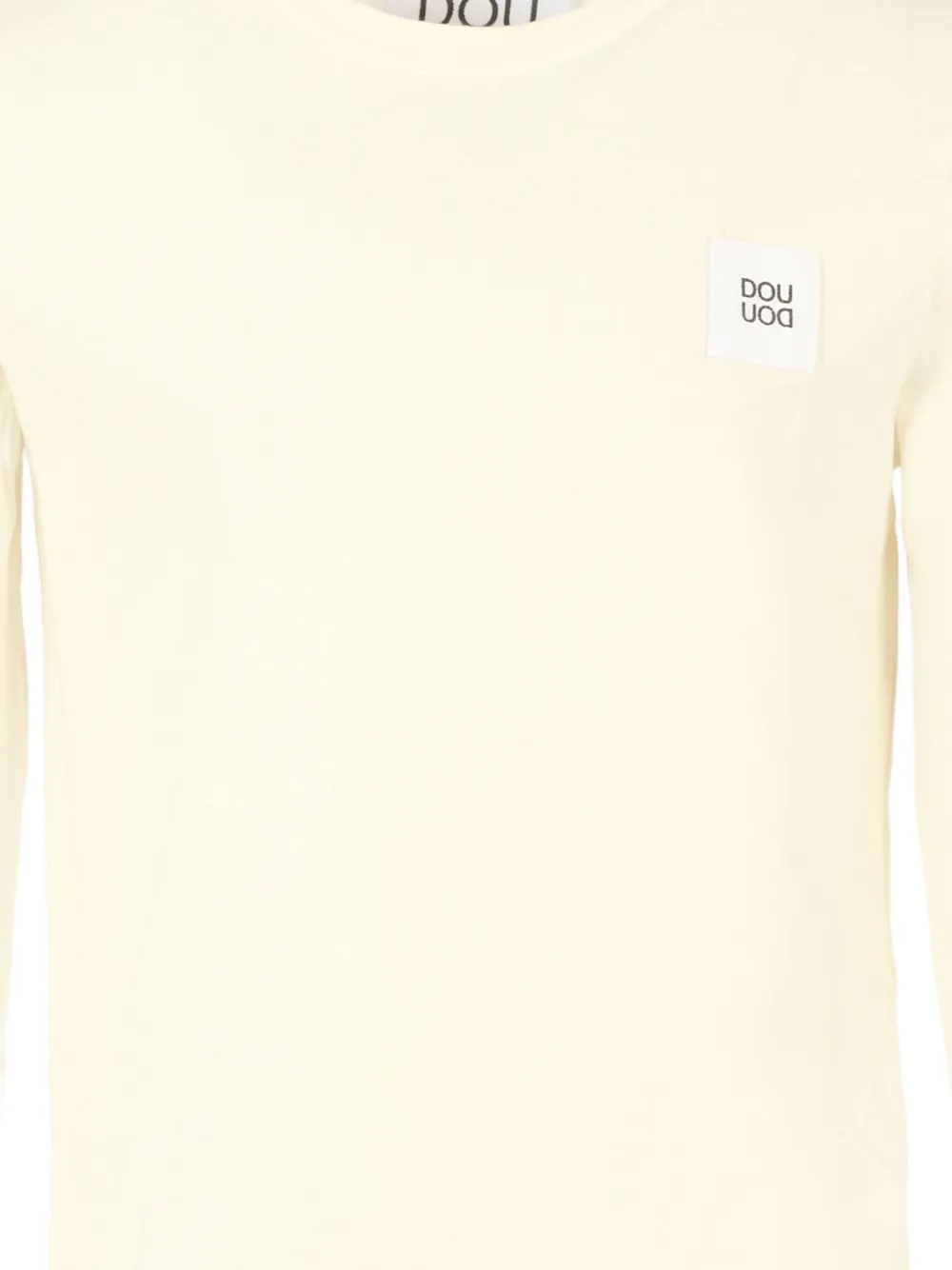 Douuod Kids logo-patch long-sleeve T-shirt Beige