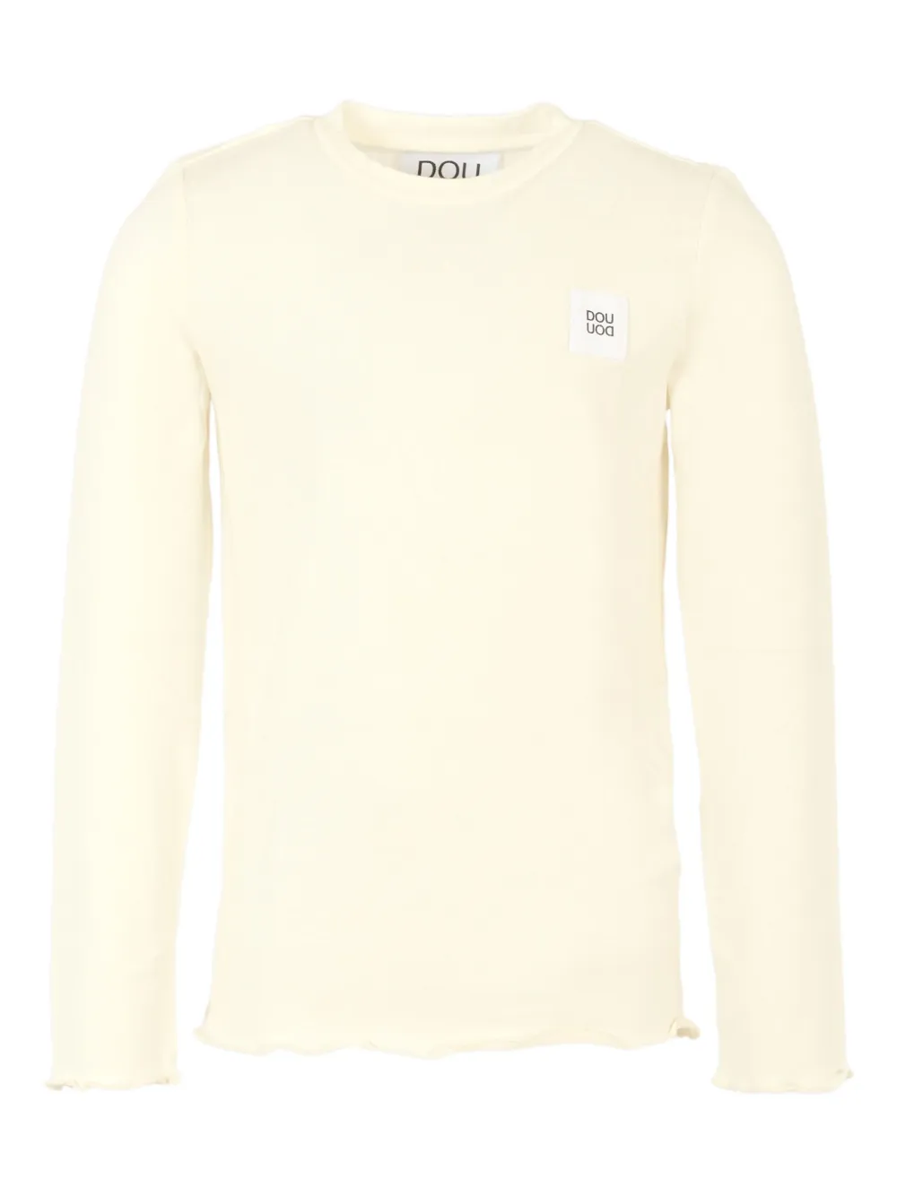 Douuod Kids logo-patch long-sleeve T-shirt Beige