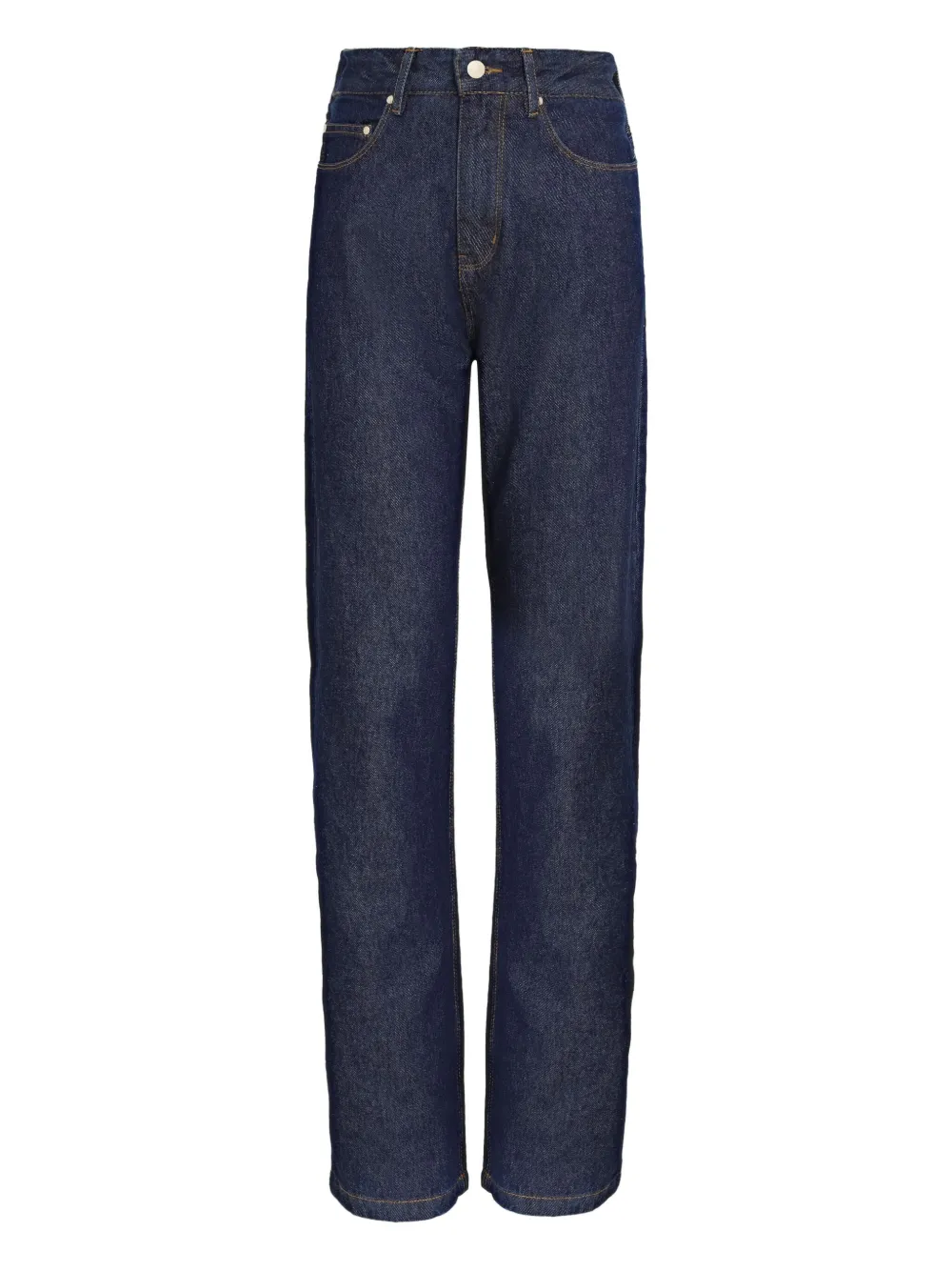patch denim straight-leg jeans