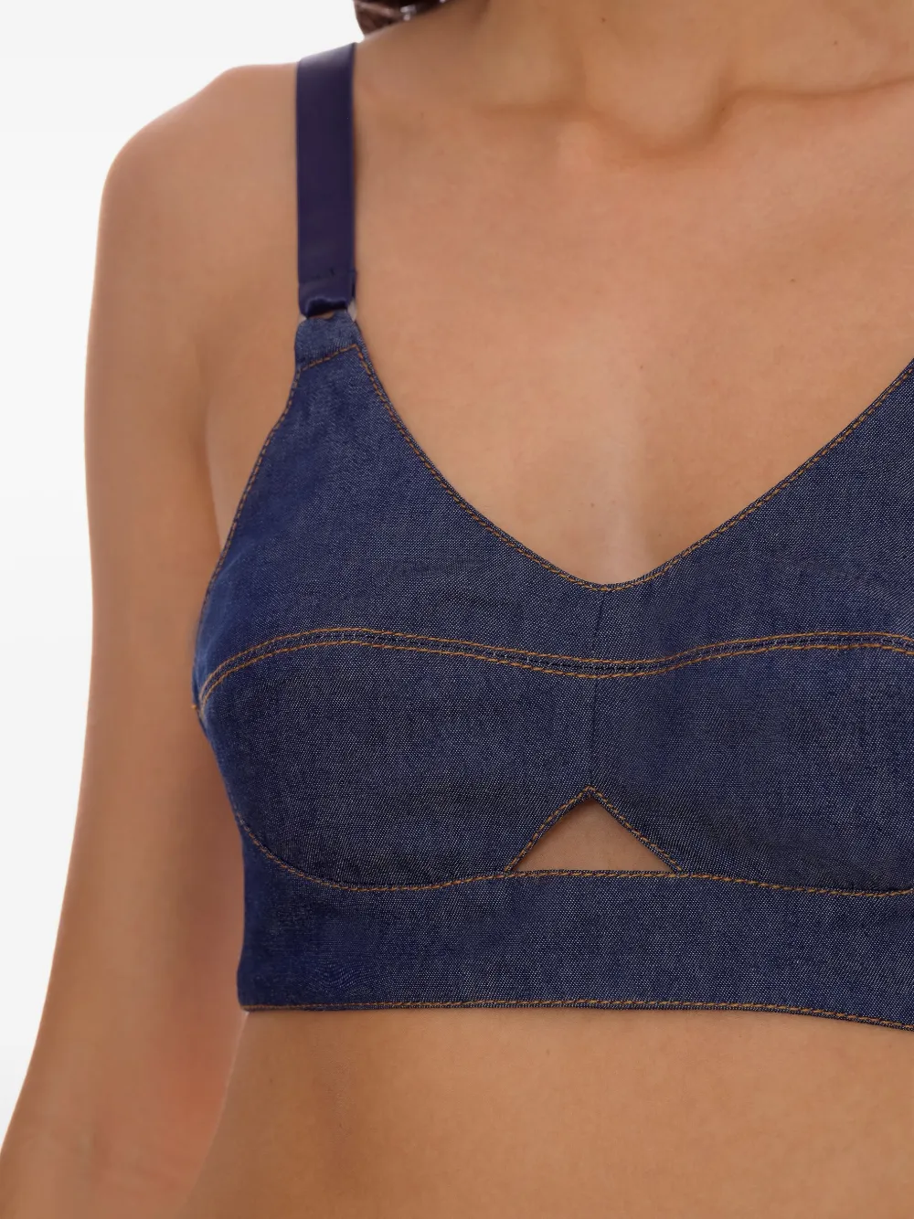 Amapô Zipped Denim Top In Blue