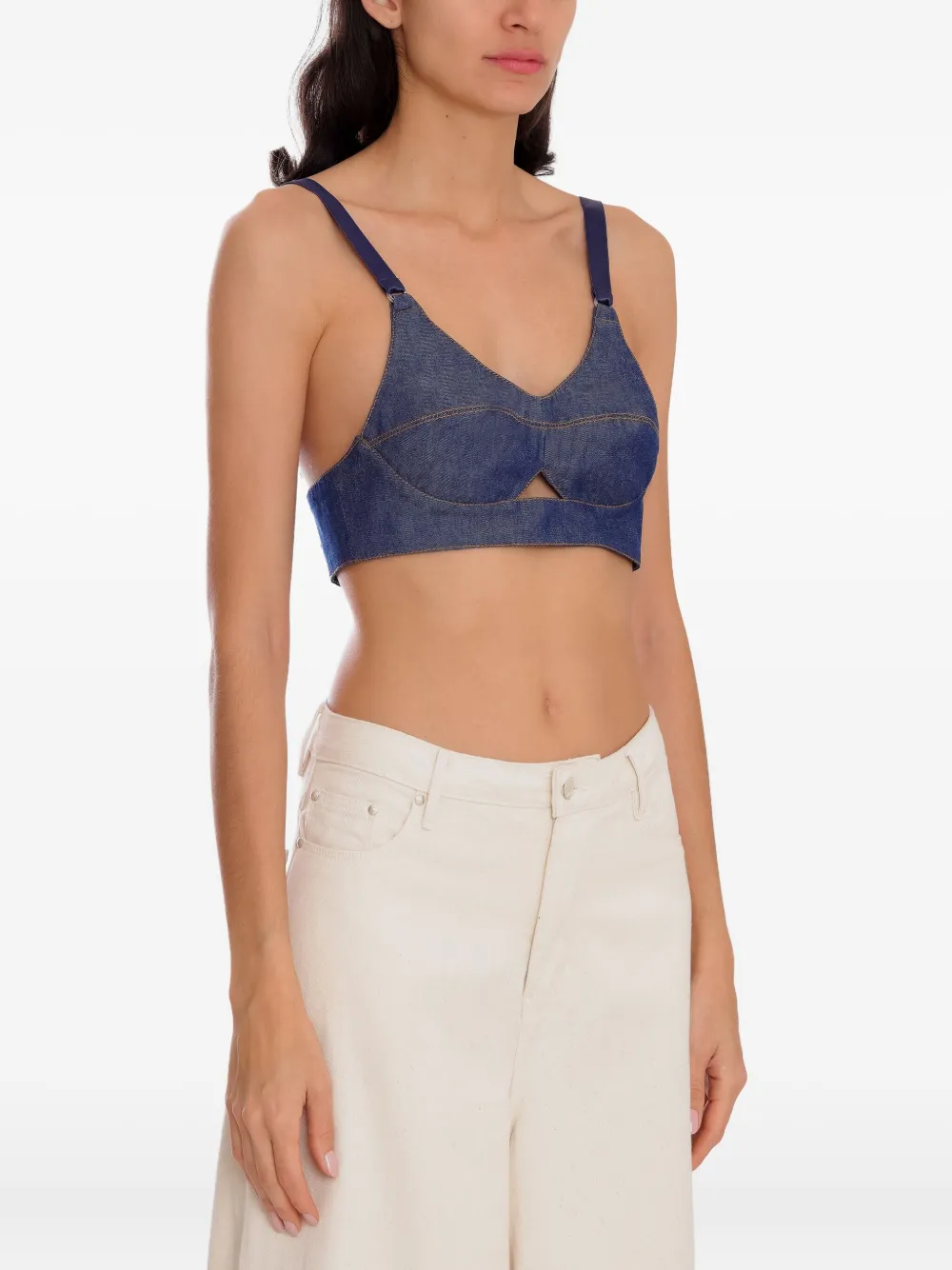 Amapô Zipped Denim Top In Blue