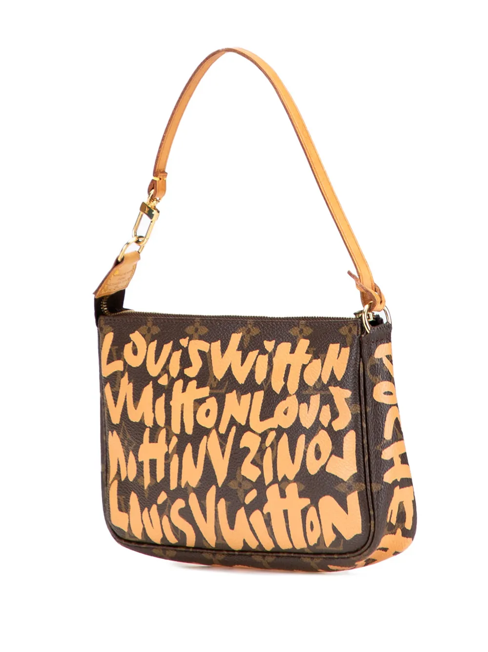 Pre-owned Louis Vuitton 2001 Stephen Sprouse Monogram Graffiti Pochette Accessoires Shoulder Bag In Brown