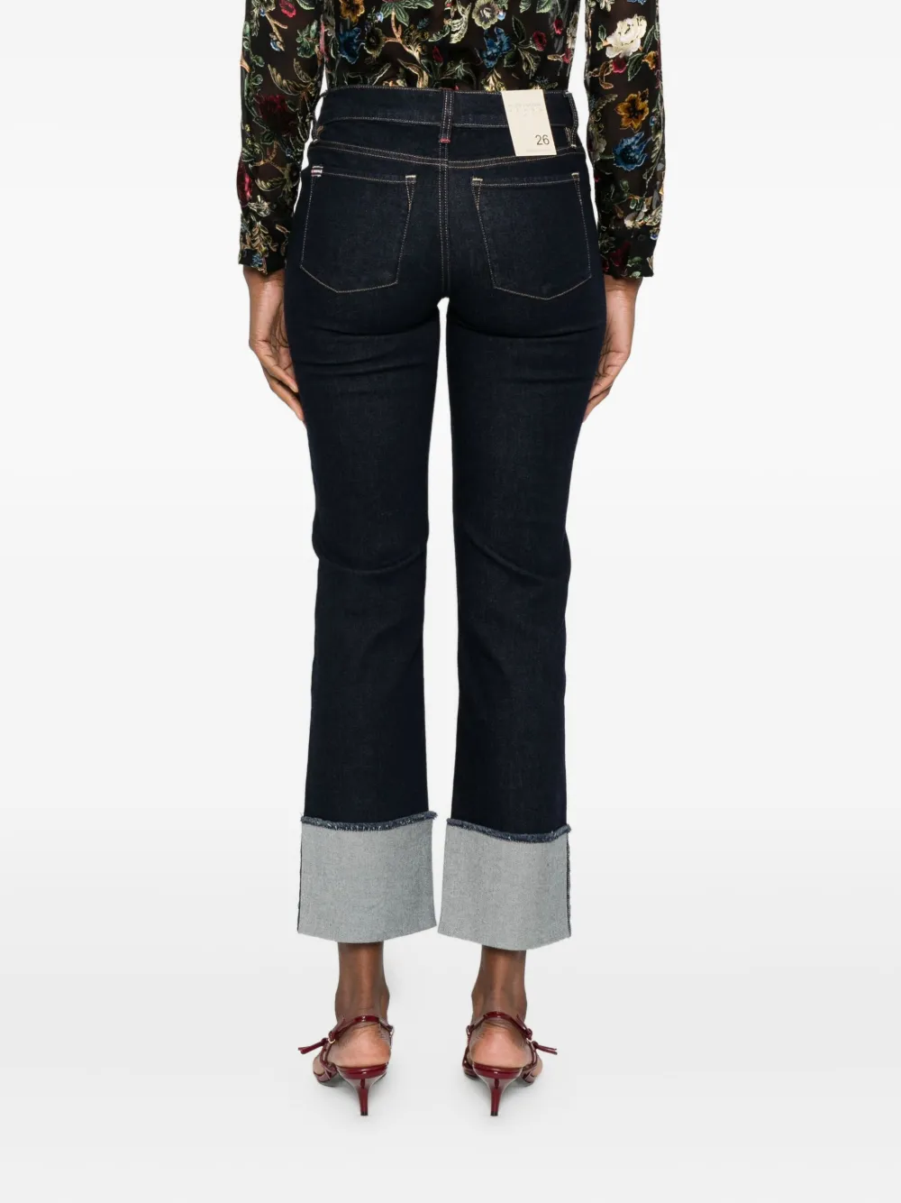 Alice And Olivia Cuffed-hems Cropped Jeans In Black