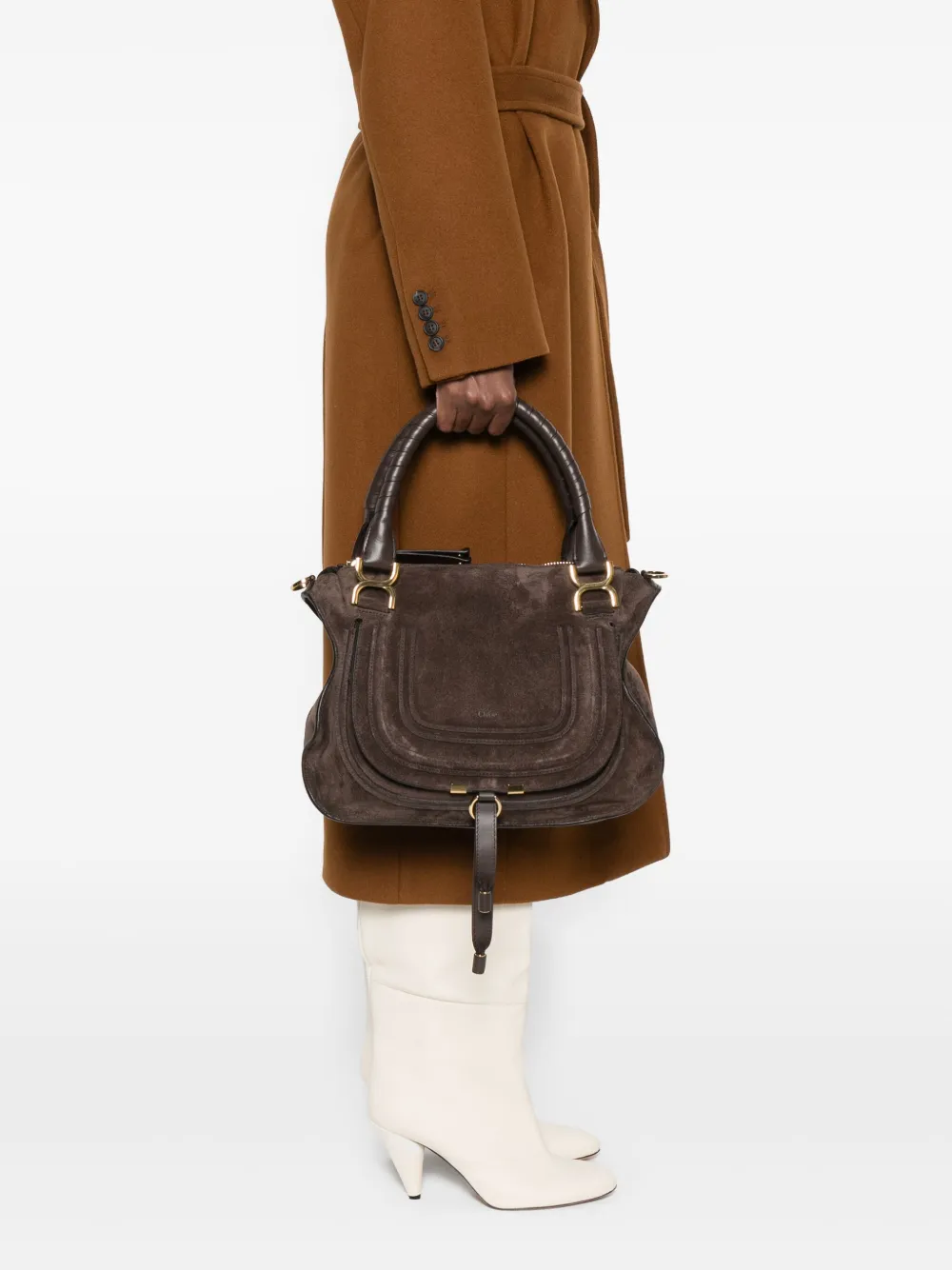 Chloé Suède shopper met opgerolde handgreep - Bruin