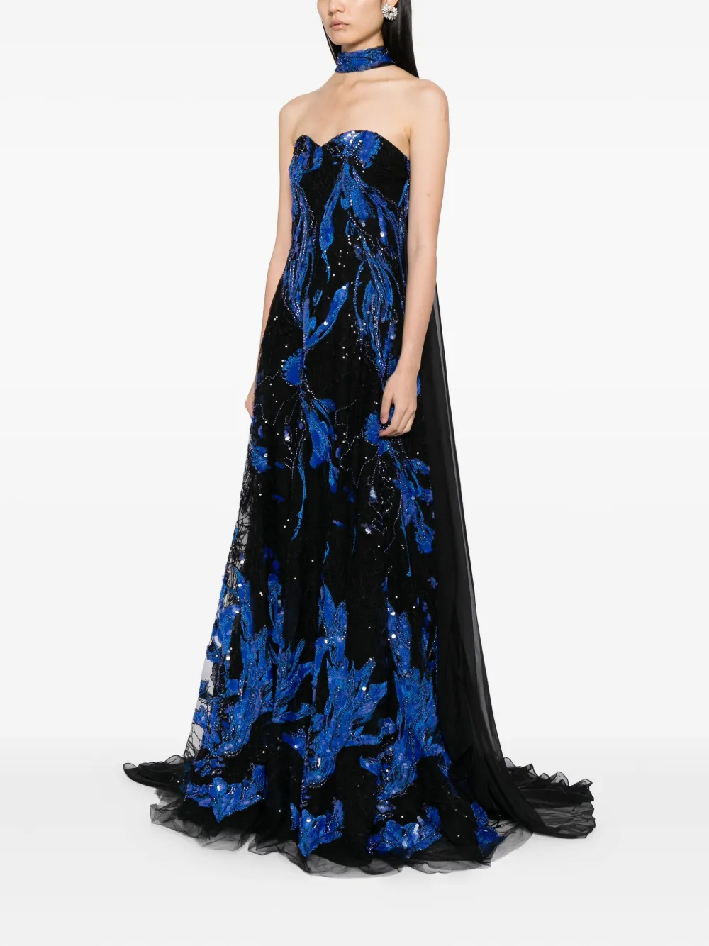 Saiid Kobeisy Strapless midi-jurk Blauw